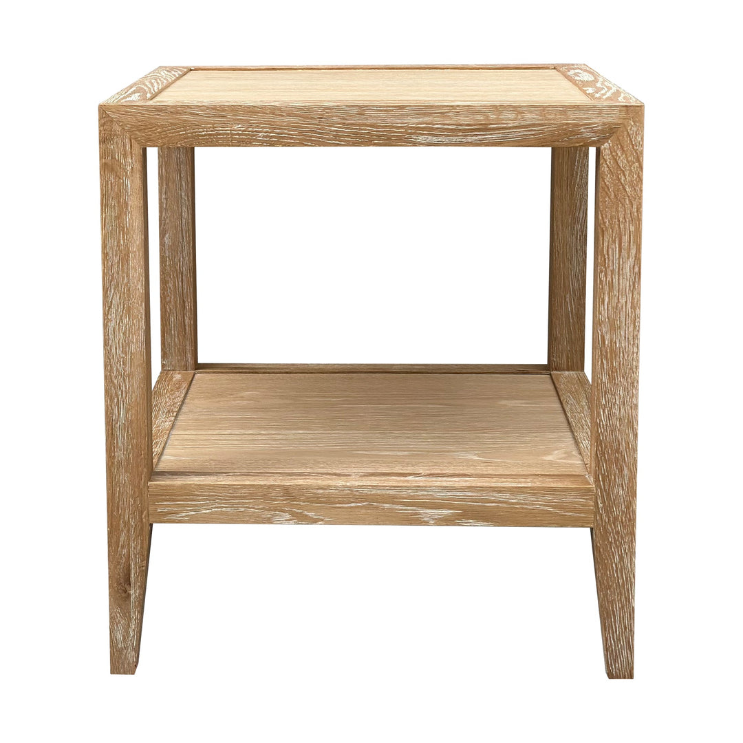 French Contemporary Side Table - Square Whitewashed Oak
