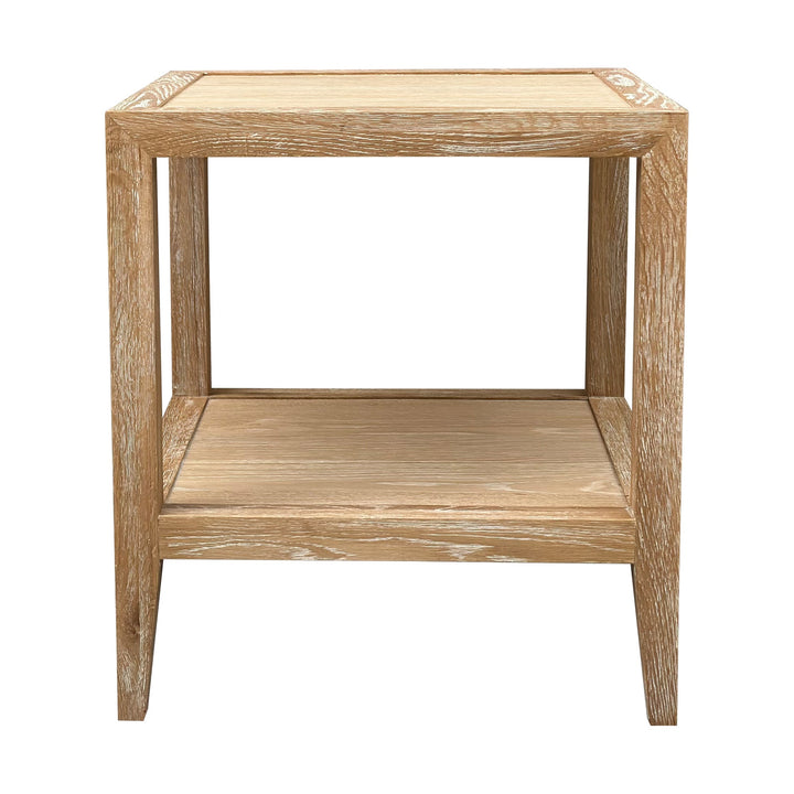 French Contemporary Side Table - Square Whitewashed Oak