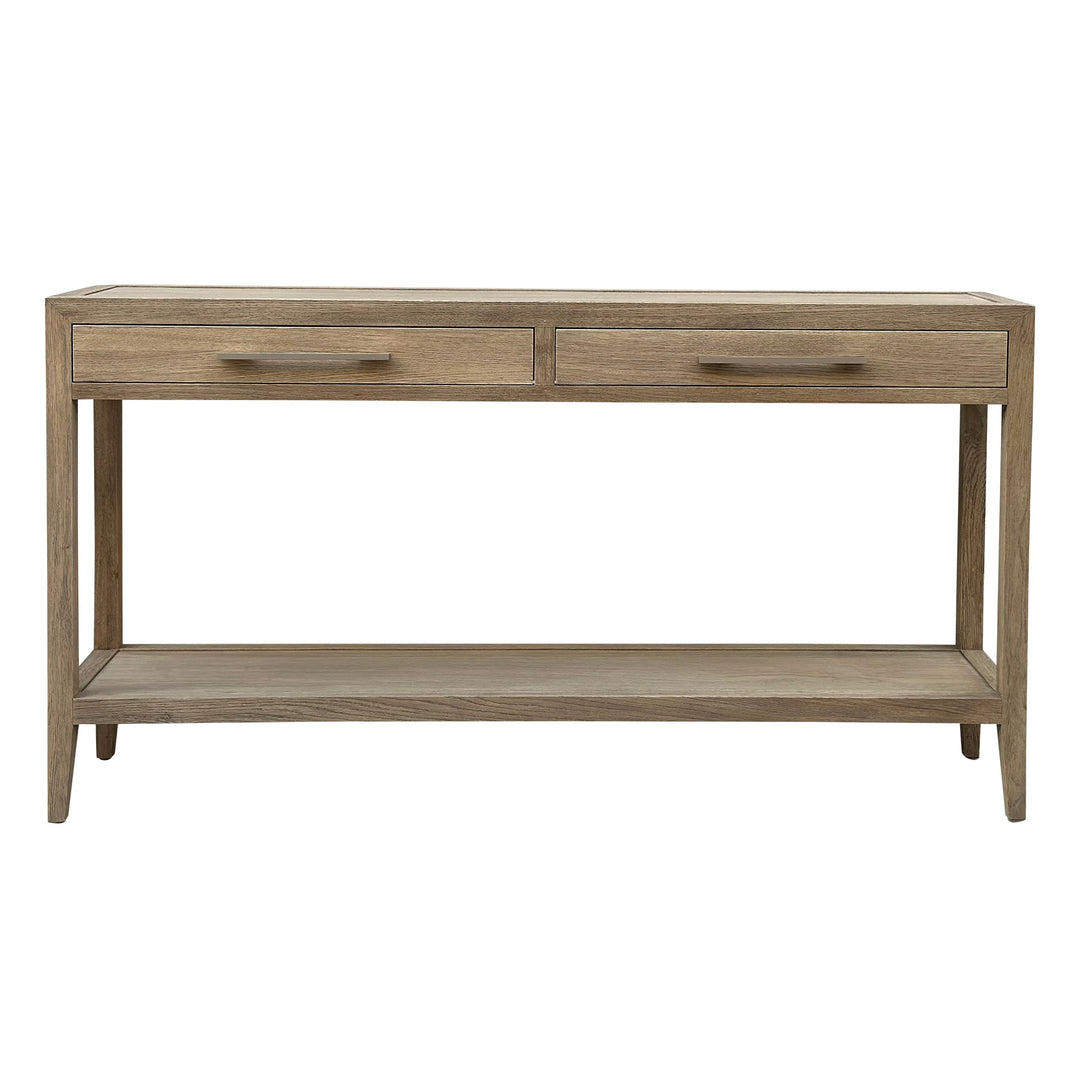 French Contemporary Console Weathered Oak 2 x draw