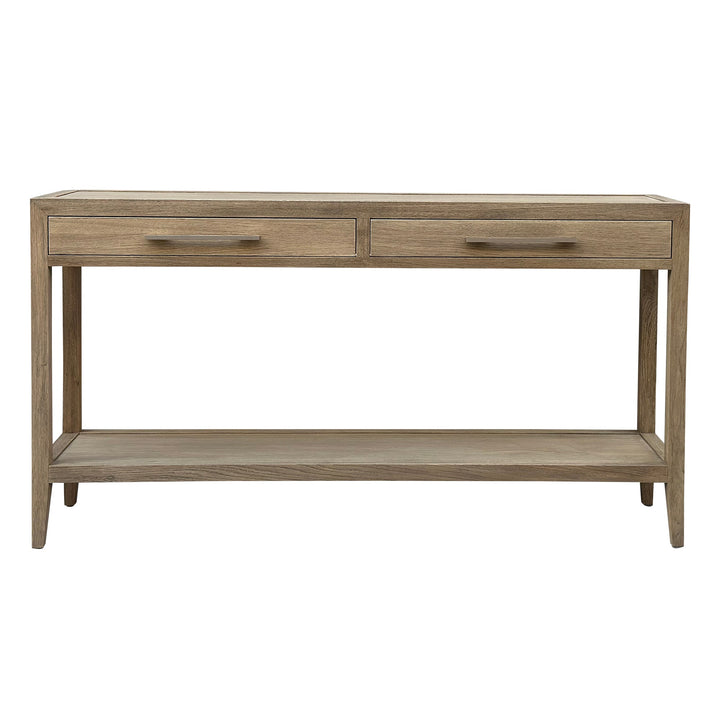 French Contemporary Console Weathered Oak 2 x draw