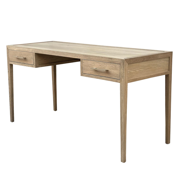 French Contemporary Desk Weathered Oak 2 draw