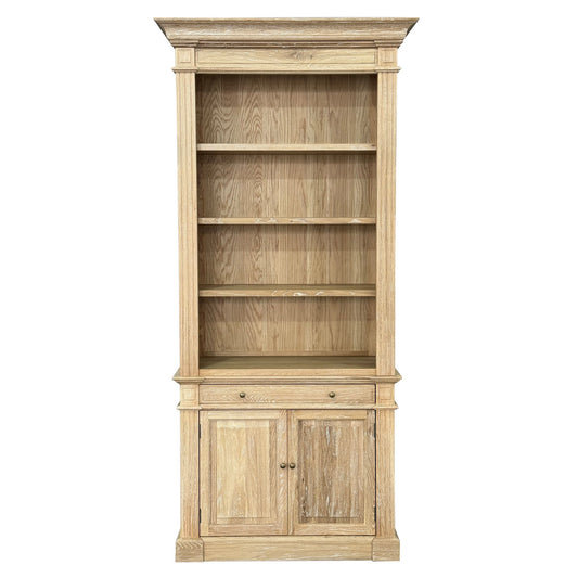 French One Bay Library - Whitewash Oak