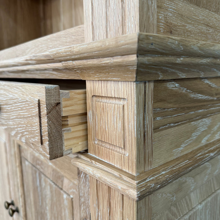 French One Bay Library - Whitewash Oak