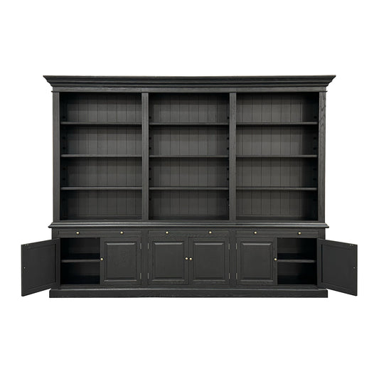 French 3-bay Library Black Oak Without Ladder