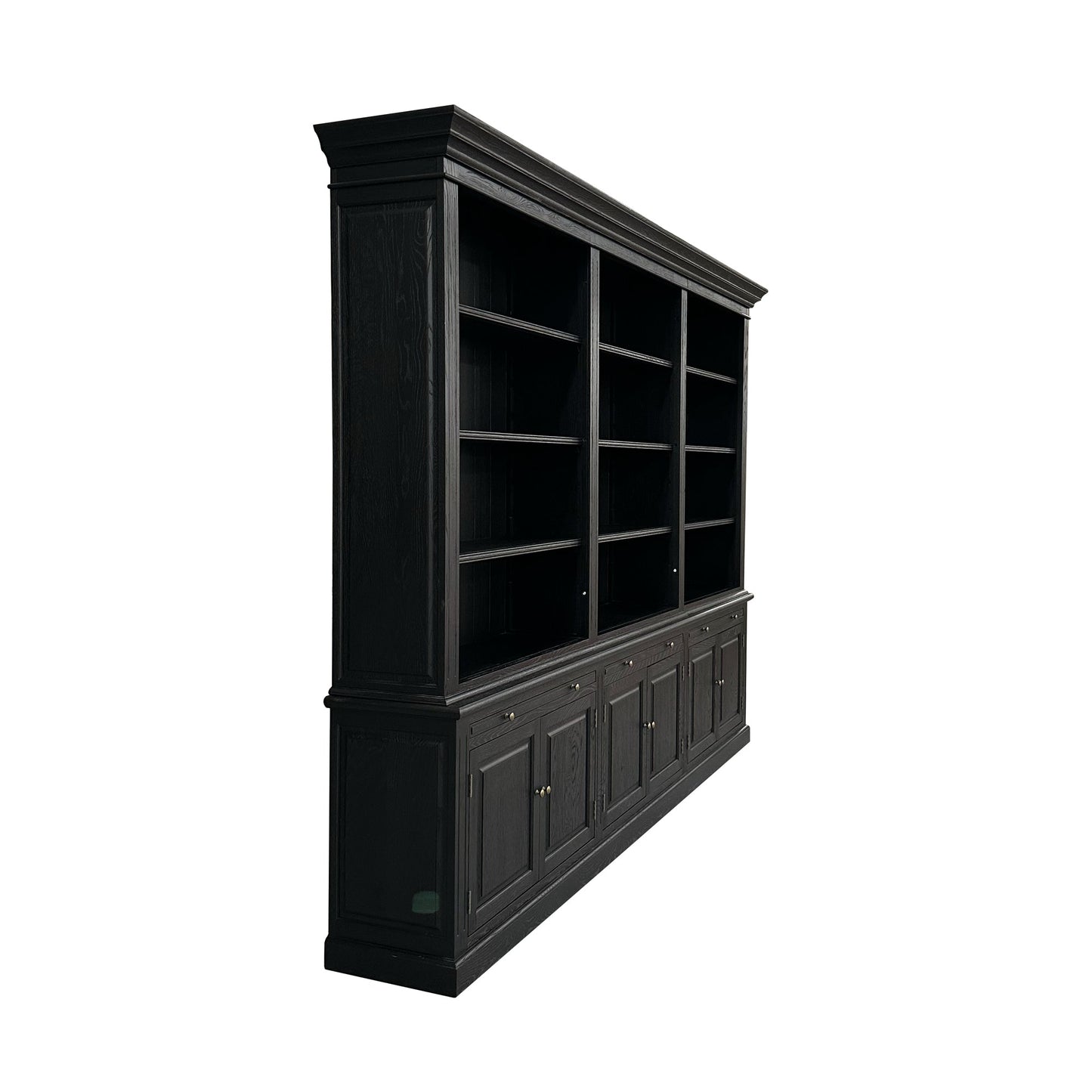 French 3-bay Library Black Oak Without Ladder