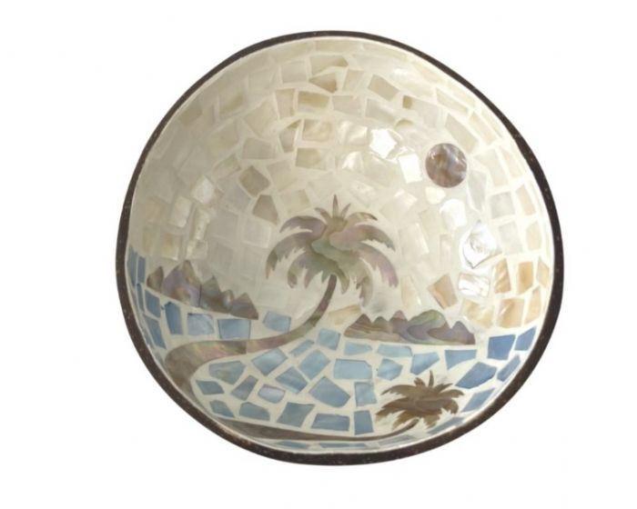 Palm Tree Mother of Pearl Coconut Bowl