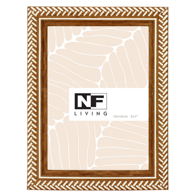 Picture frame 5x7 natural and herringbone motif