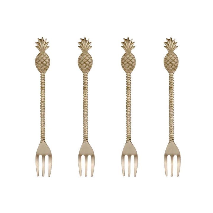 Pineapple Brass Forks Set