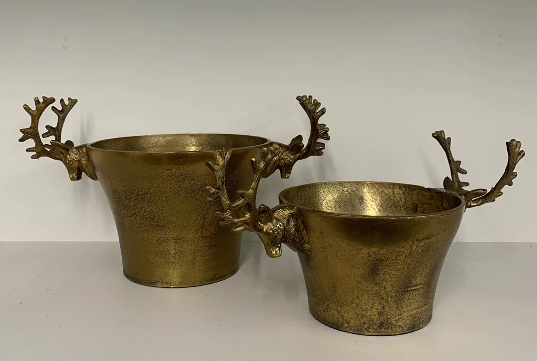 Reindeer Bowl Large - Antique Gold