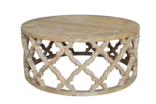 Weathered Oak Round Coffee Table