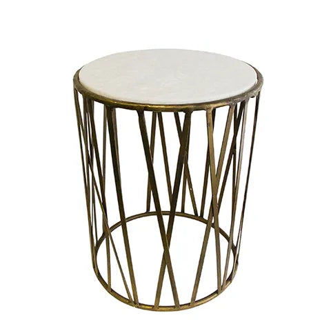 Marble & Iron Criss Cross Side Table