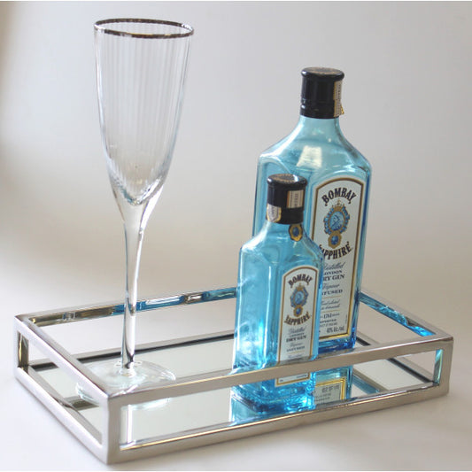 Silver Rectangle Mirrored Tray